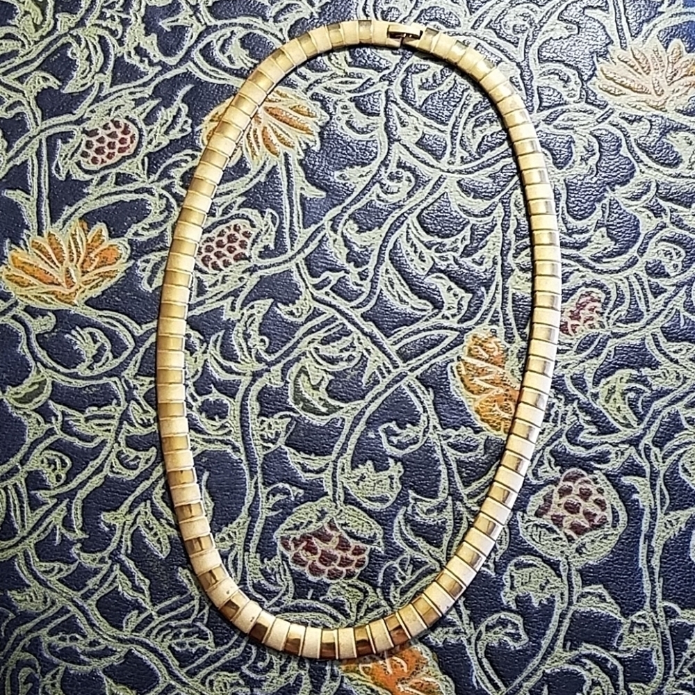 VINTAGE SNAKE TWO TONE GOLD CHOKER NECKLACE 70s 80s